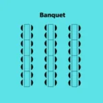 Illustration of a banquet meeting room layout.