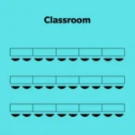 Illustration of a classroom meeting room layout.