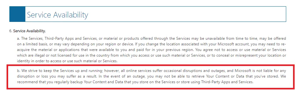 Microsoft service availability