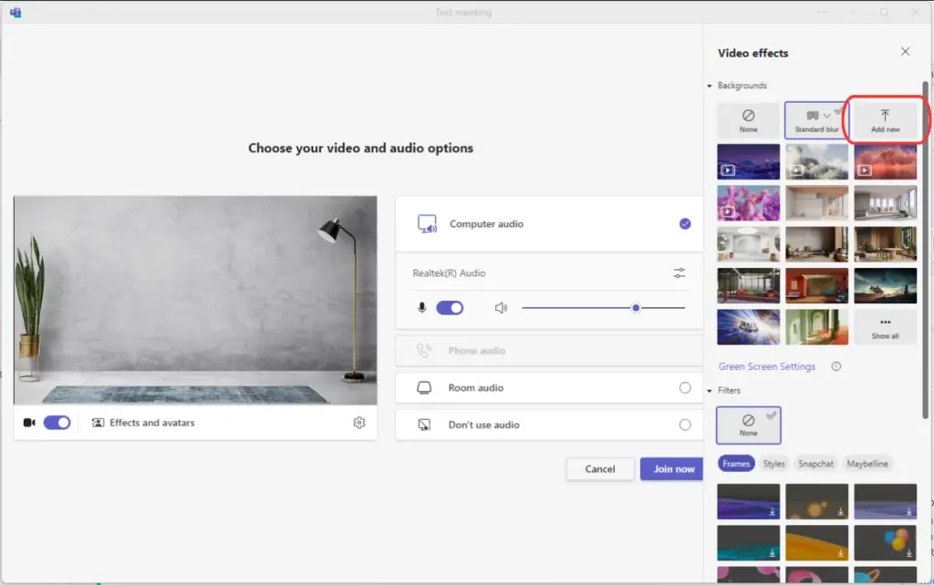 upload custom background to teams step 5